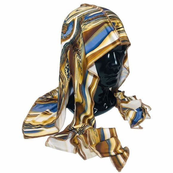 Jersey Durag Head Scarf Cap Stretch Wave Hat Long Tail Binnie - Picture 7 of 12